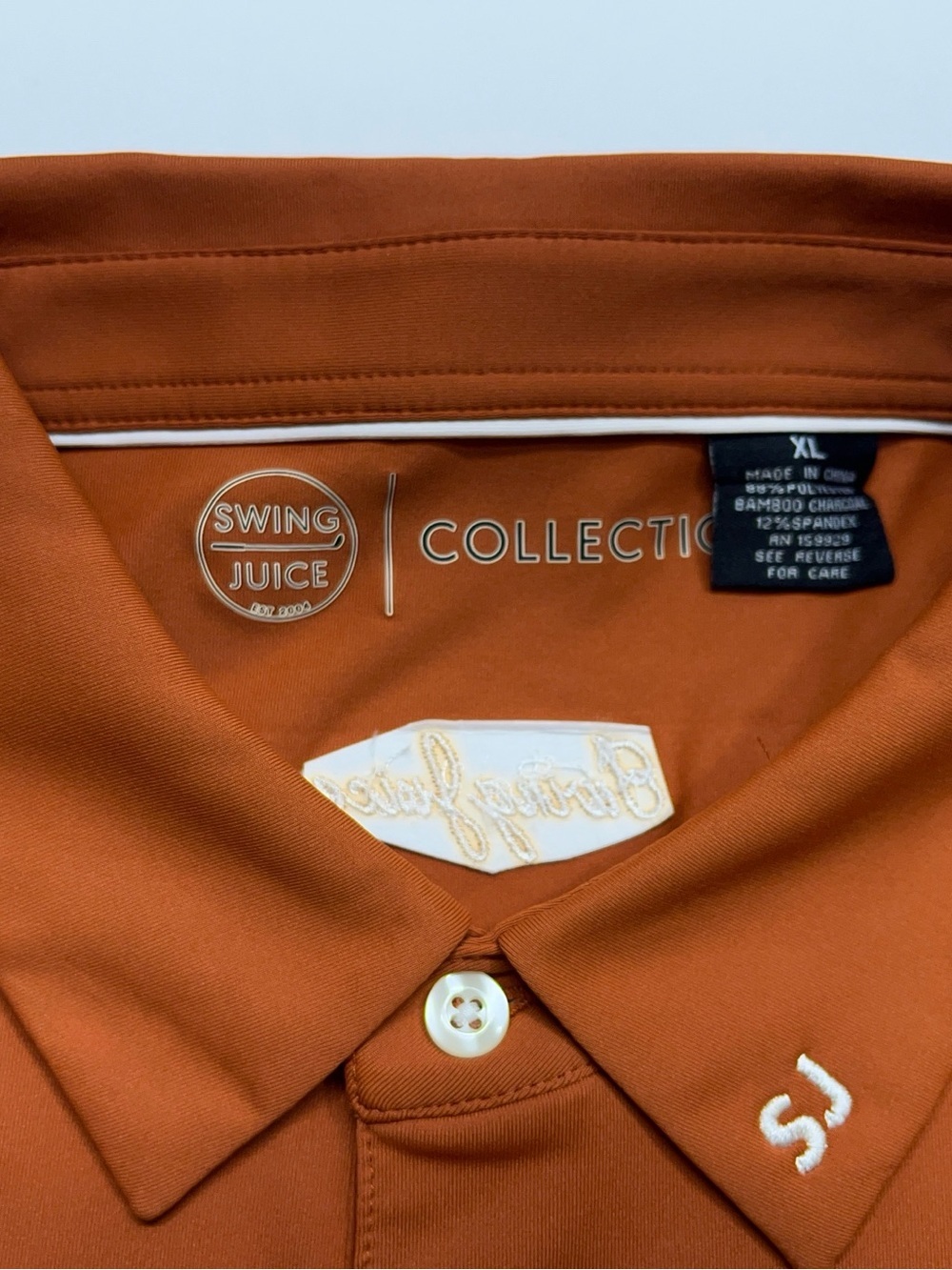 Swing Juice Golf Polo Shirt Mens Size XL Performance Bamboo Charcoal Orange - Picture 7 of 12
